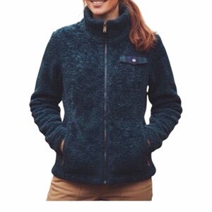 Pendleton Teal Sherpa Zip-Up Jacket with Plaid Trim